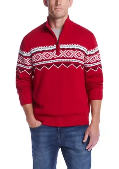 Men's Fairisle Quarter Zip Sweater