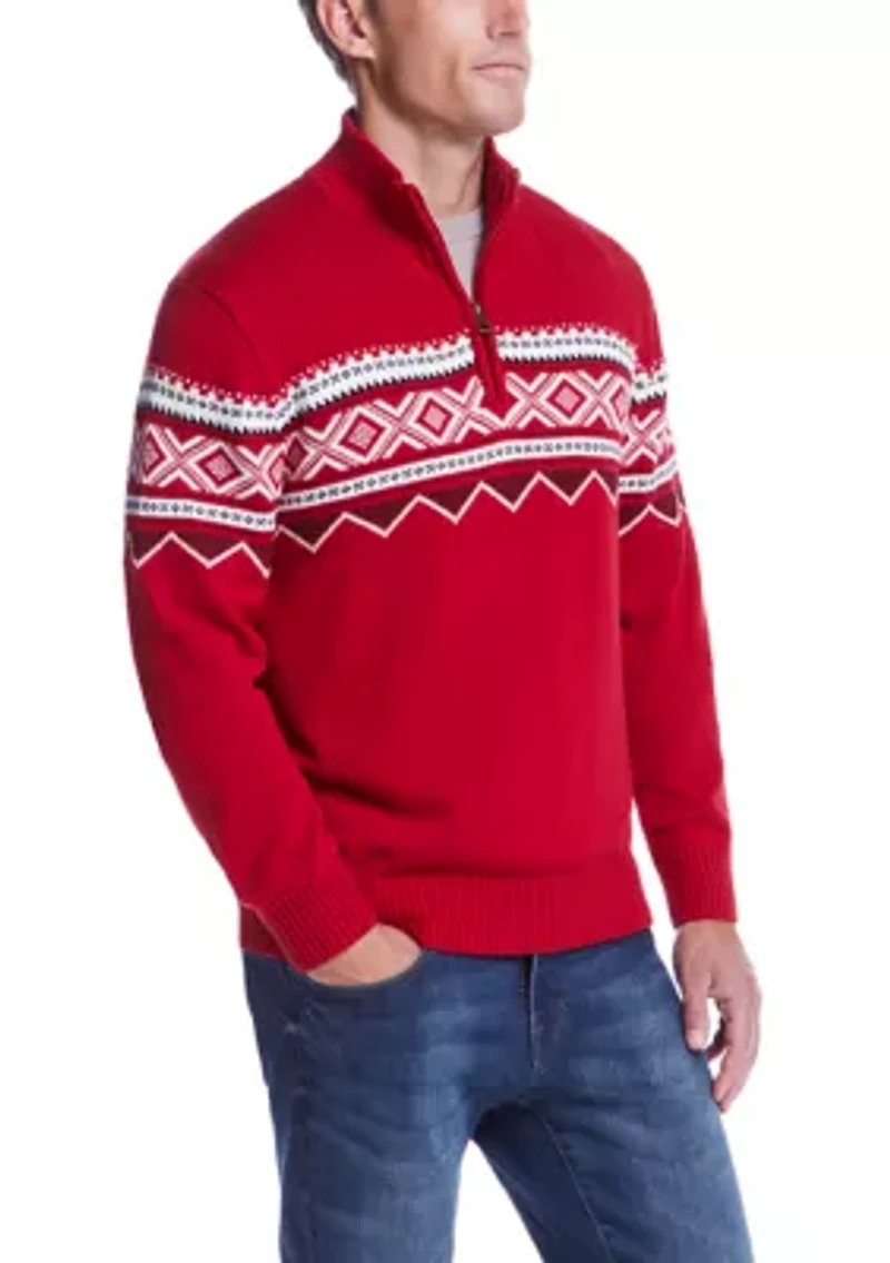 Men's Fairisle Quarter Zip Sweater