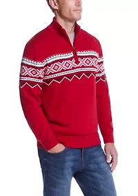 Men's Fairisle Quarter Zip Sweater