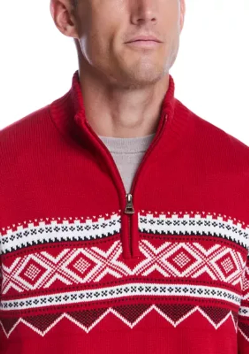 Men's Fairisle Quarter Zip Sweater