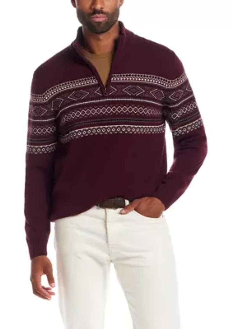 Men's Fairisle Quarter Zip Sweater