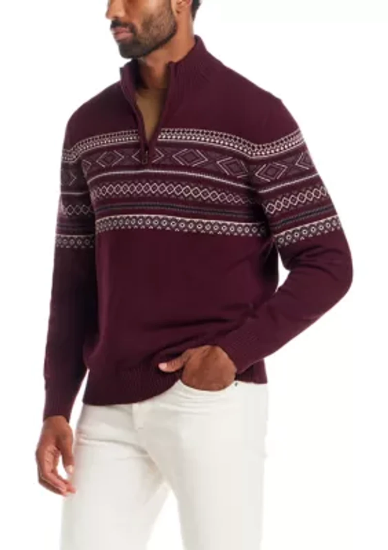 Men's Fairisle Quarter Zip Sweater