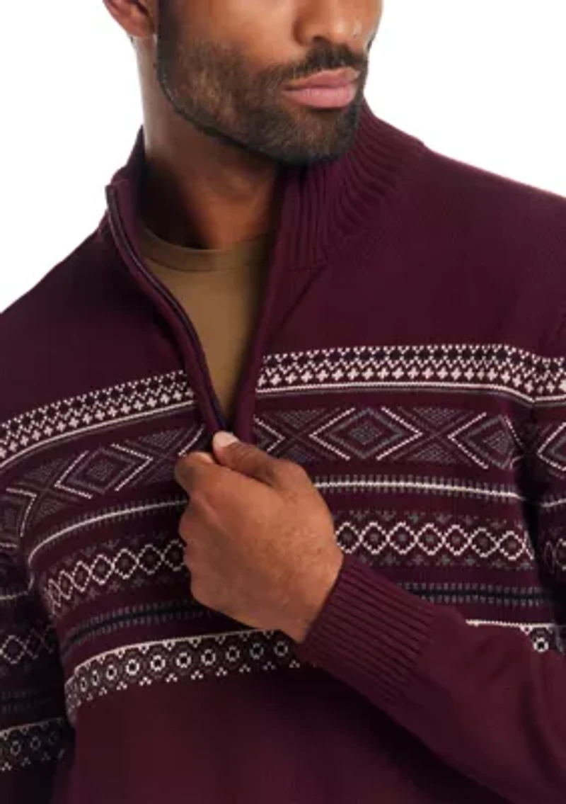 Men's Fairisle Quarter Zip Sweater