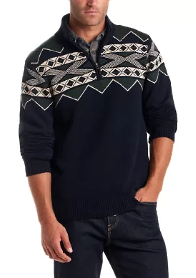Weatherproof Vintage Men's Southwest Quarter Zip Sweater