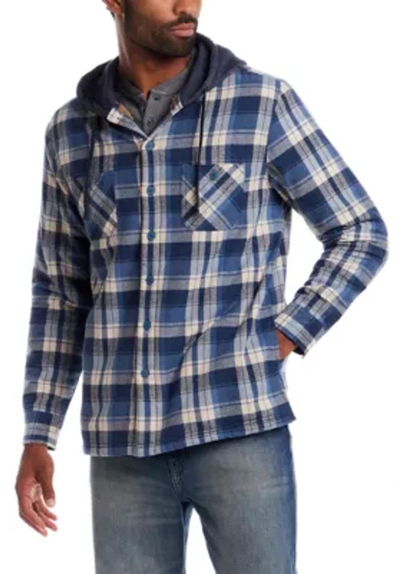 Men's Sherpa Lined Hooded Shirt Jacket