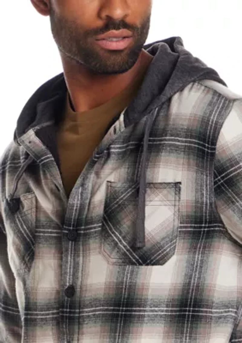 Men's Sherpa Lined Hooded Shirt Jacket