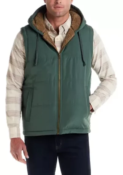 Men's Sherpa Lined Hooded Puffer Vest