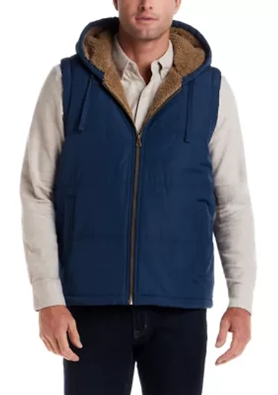 Men's Sherpa Lined Hooded Puffer Vest