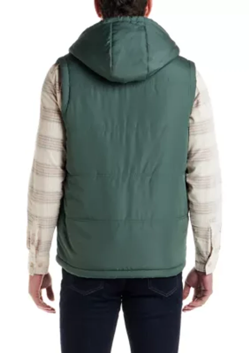 Men's Sherpa Lined Hooded Puffer Vest