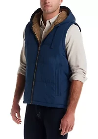 Men's Sherpa Lined Hooded Puffer Vest