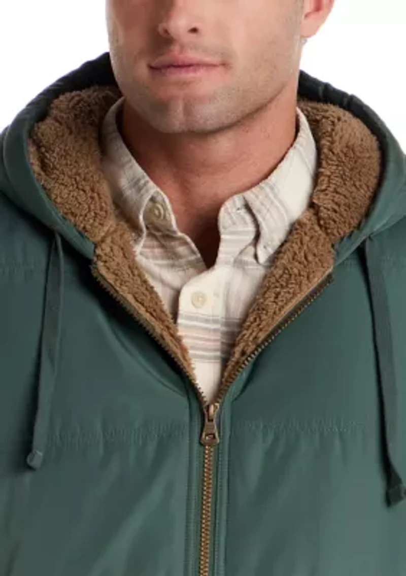 Men's Sherpa Lined Hooded Puffer Vest