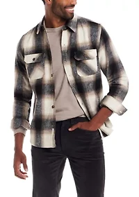 Men's Brushed Unlined Plaid Shirt Jacket