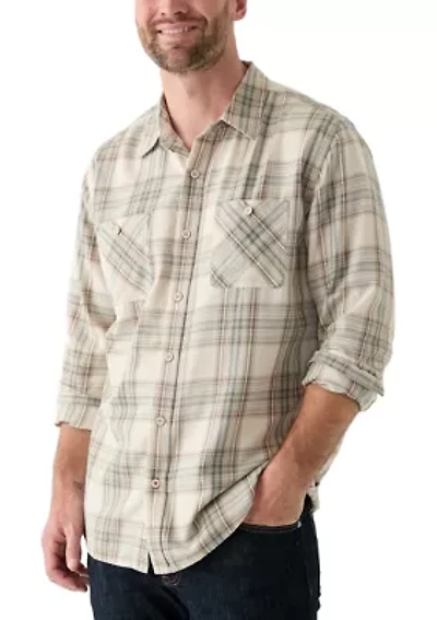 Men's Long Sleeve Burnout Plaid Shirt