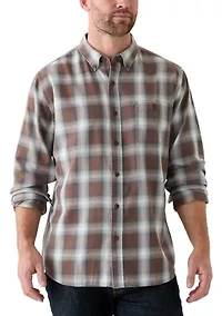 Men's Long Sleeve Burnout Plaid Shirt