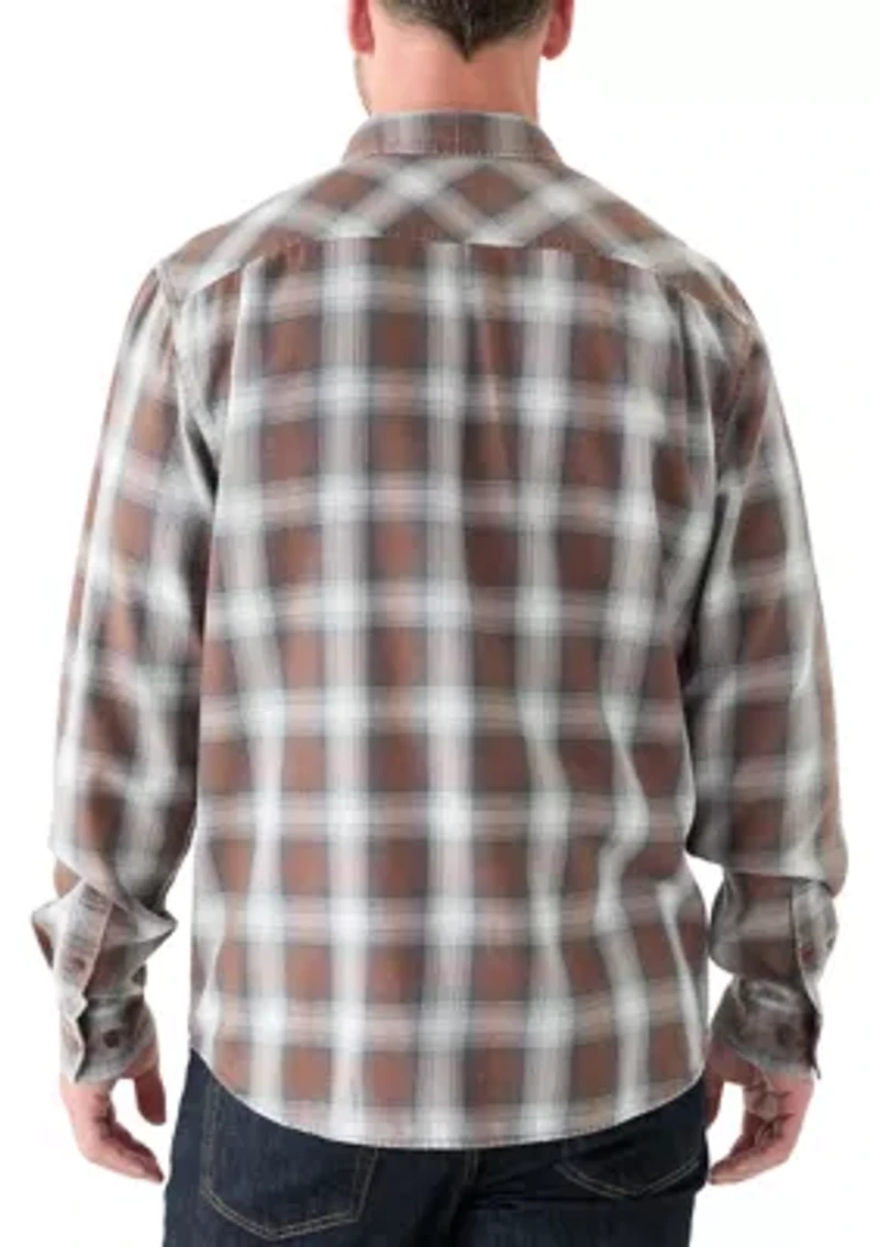 Men's Long Sleeve Burnout Plaid Shirt