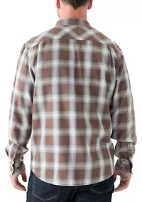 Men's Long Sleeve Burnout Plaid Shirt