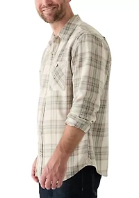 Men's Long Sleeve Burnout Plaid Shirt