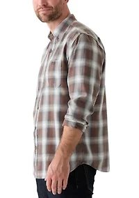 Men's Long Sleeve Burnout Plaid Shirt