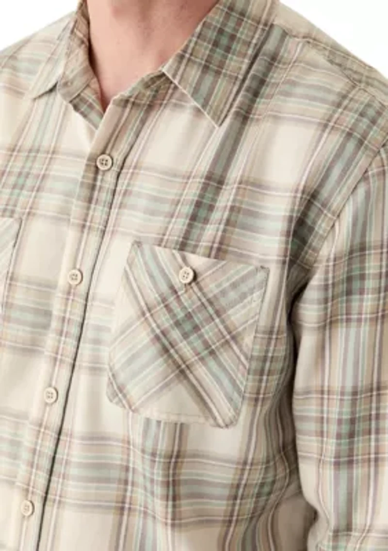 Men's Long Sleeve Burnout Plaid Shirt