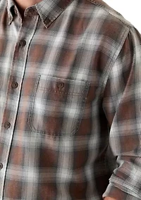 Men's Long Sleeve Burnout Plaid Shirt