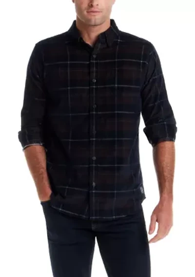 Men's Long Sleeve Plaid Corduroy Shirt