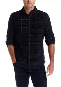 Men's Long Sleeve Plaid Corduroy Shirt