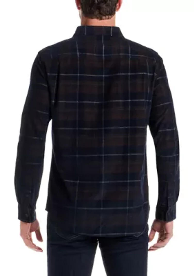 Men's Long Sleeve Plaid Corduroy Shirt