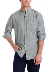 Men's Long Sleeve Winter Chambray Solid Shirt