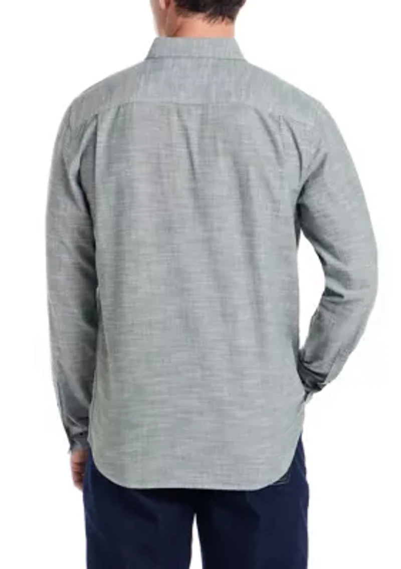 Men's Long Sleeve Winter Chambray Solid Shirt