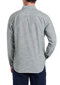 Men's Long Sleeve Winter Chambray Solid Shirt