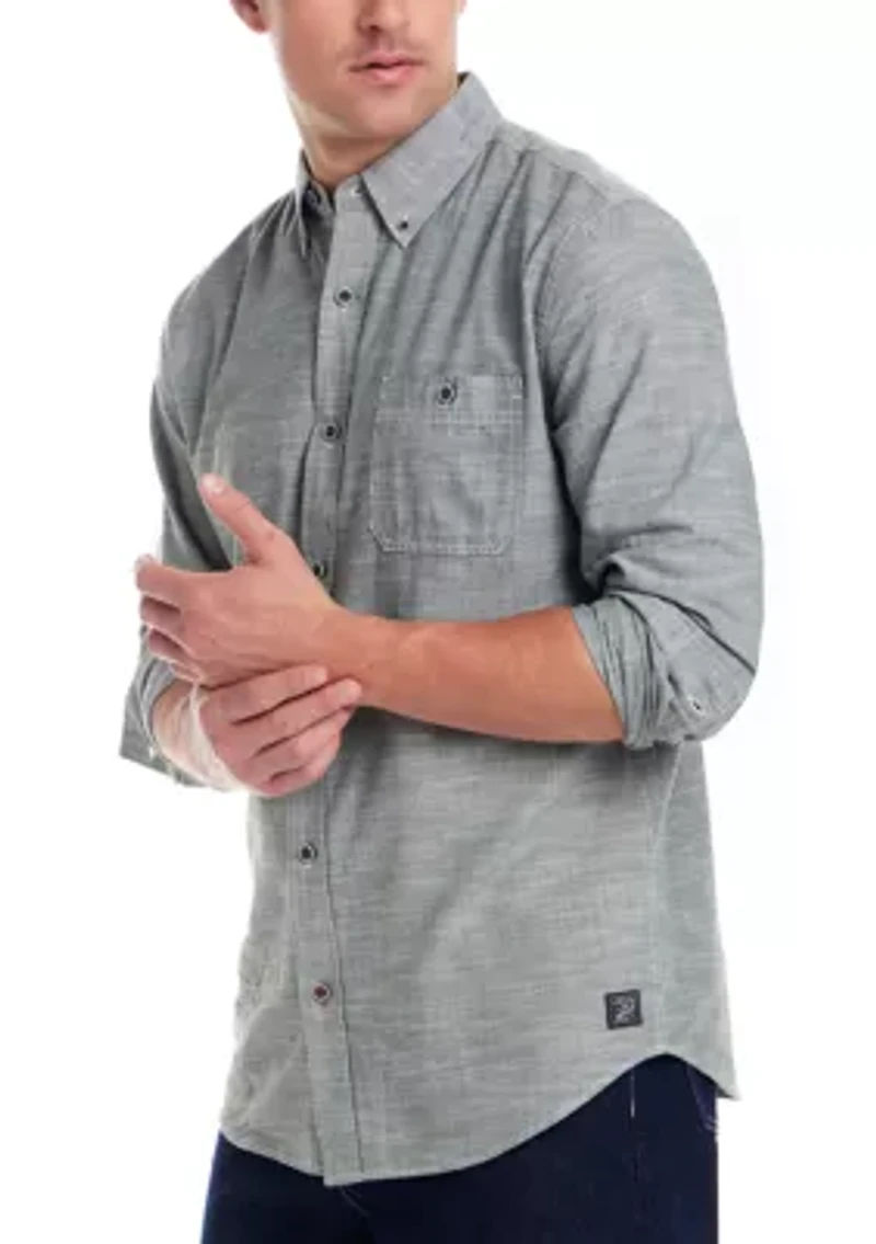 Men's Long Sleeve Winter Chambray Solid Shirt