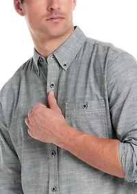 Men's Long Sleeve Winter Chambray Solid Shirt