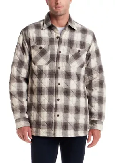 Men's Quilted Plaid Shirt Jacket