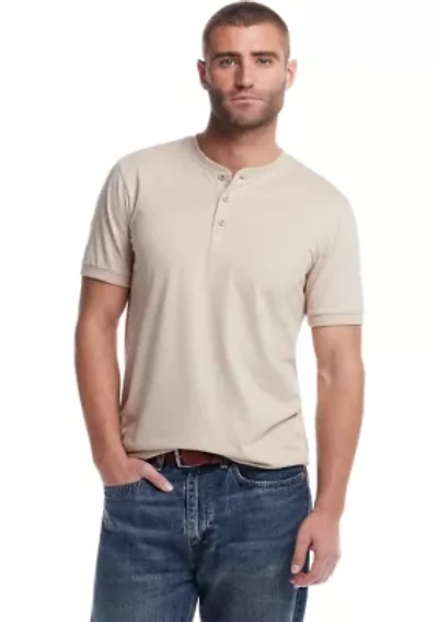 Men's Short Sleeve Micro Stripe Henley Shirt