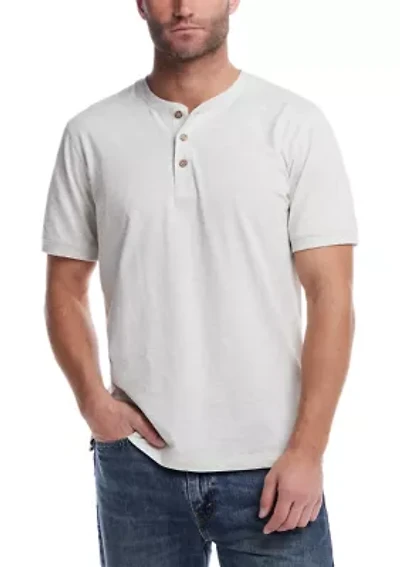 Men's Short Sleeve Sueded Jersey Henley Shirt