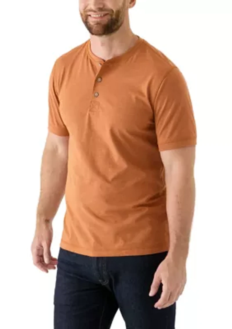Men's Short Sleeve Sueded Jersey Henley Shirt