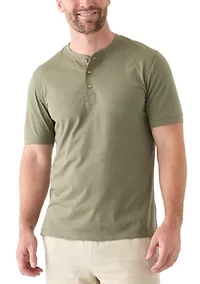 Men's Short Sleeve Sueded Jersey Henley Shirt