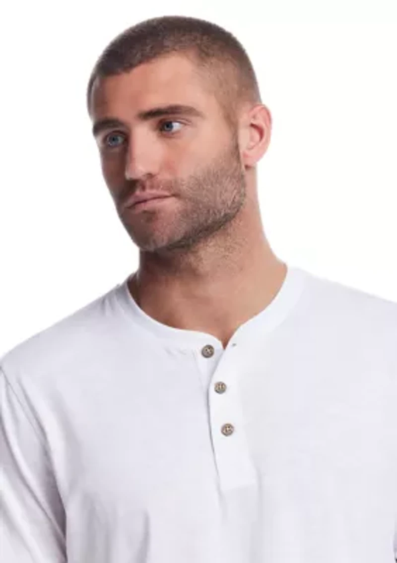 Men's Short Sleeve Sueded Jersey Henley Shirt