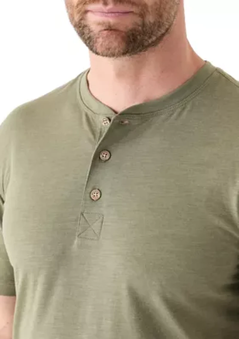 Men's Short Sleeve Sueded Jersey Henley Shirt