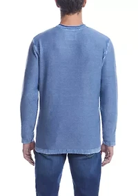 Men's Long Sleeve Twill Stonewash Sweater