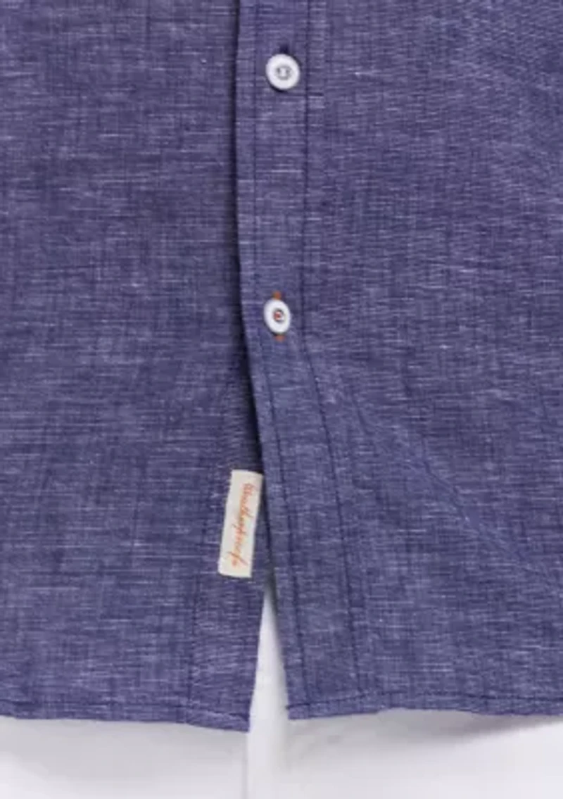 Men's Short Sleeve Linen Cotton Button Down Shirt