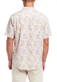Men's Short Sleeve Linen Cotton Patterned Shirt