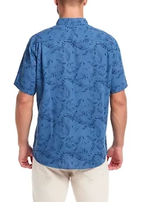 Men's Short Sleeve Linen Cotton Patterned Shirt