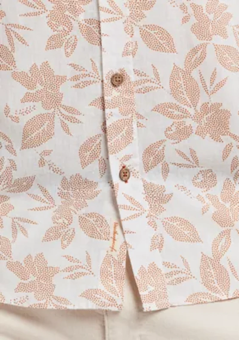 Men's Short Sleeve Linen Cotton Patterned Shirt