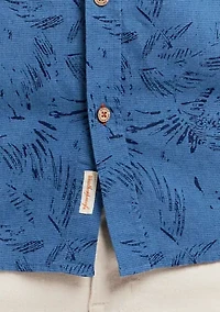 Men's Short Sleeve Linen Cotton Patterned Shirt