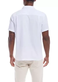 Men's Short Sleeve Linen Cotton Grid Dobby Shirt