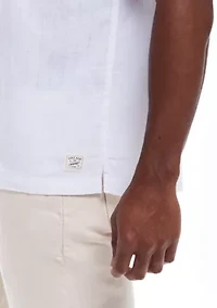 Men's Short Sleeve Linen Cotton Grid Dobby Shirt