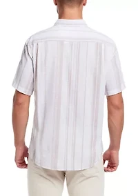 Men's Short Sleeve Faux Linen Cotton Shirt