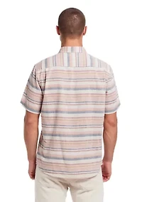 Men's Short Sleeve Faux Linen Cotton Shirt