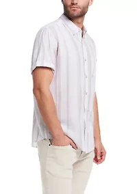 Men's Short Sleeve Faux Linen Cotton Shirt